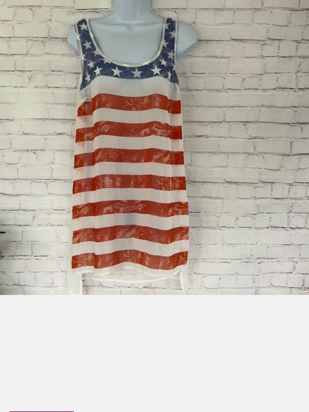 Sleeveless American Flag Tank Top - Red, White & Blue
